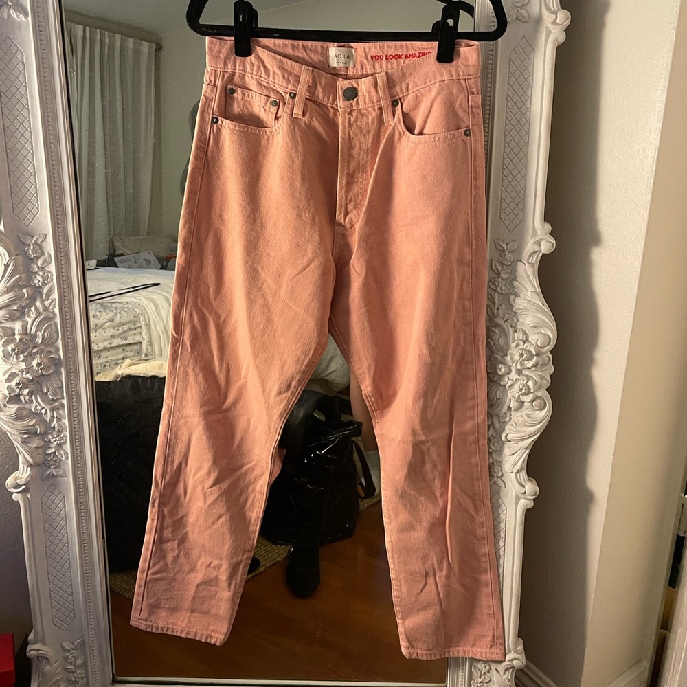 Alice and Olivia Pink Straight Leg Jeans